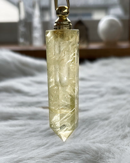 Citrine Crystal Essential Oil Bottle Pendant
