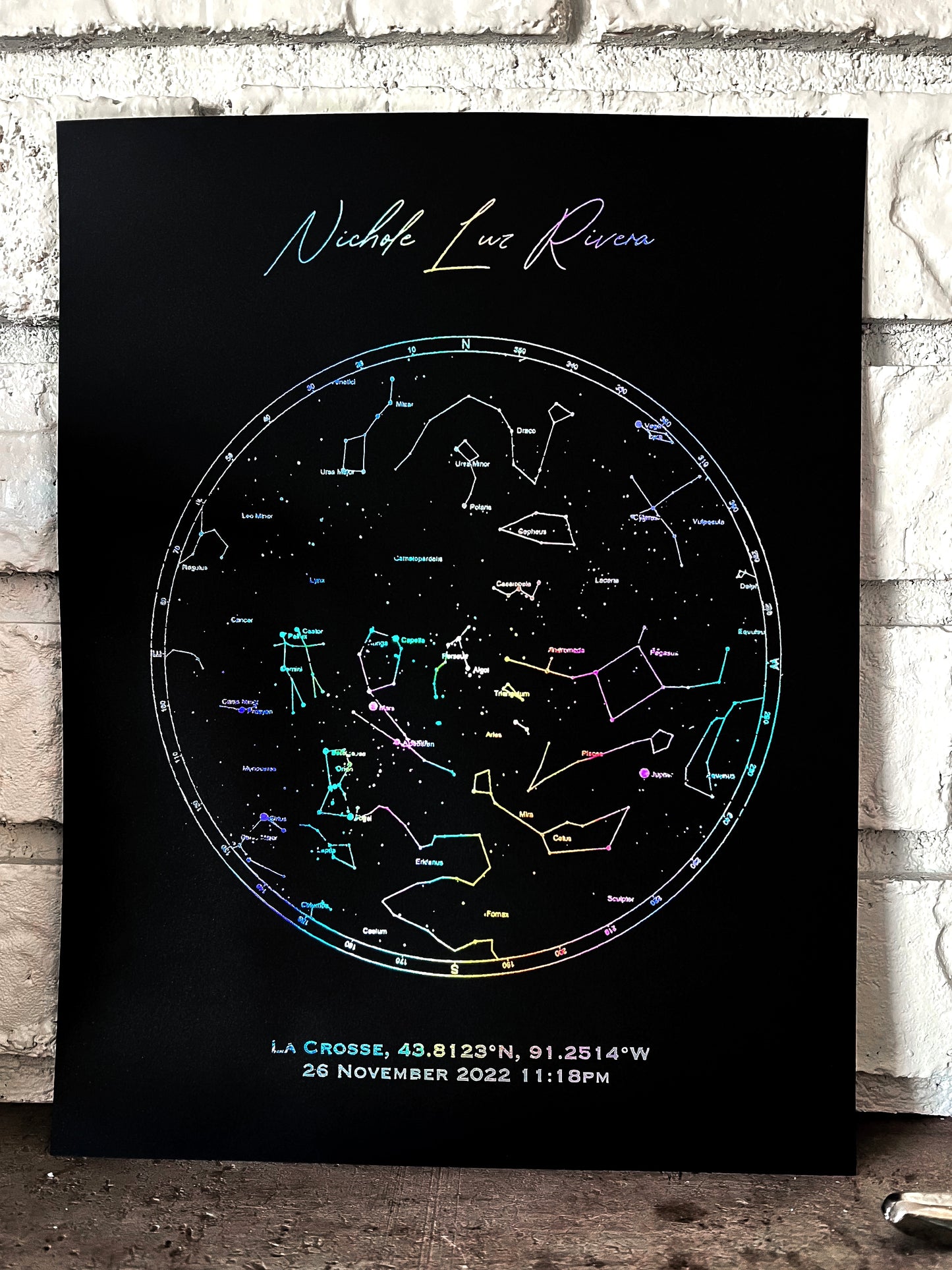 Personalized Star Map Foil Print