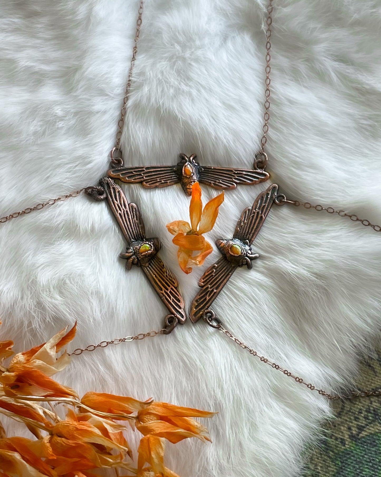 Opal Long Winged Moth Choker Necklace