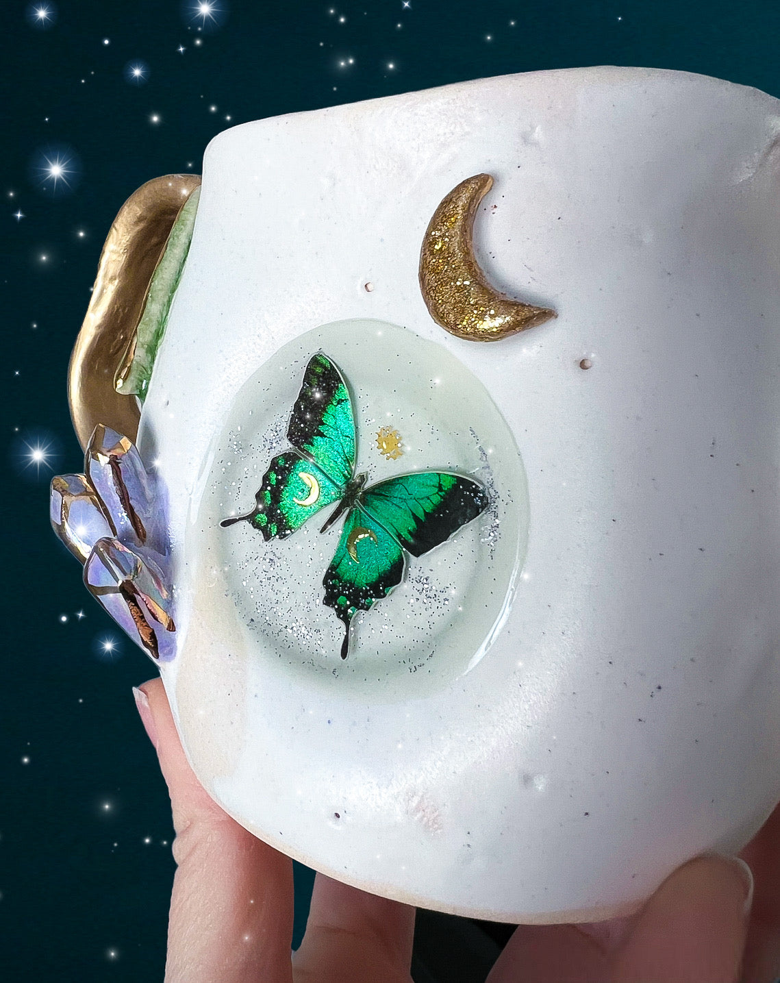 Butterfly Crystal Moon Mug