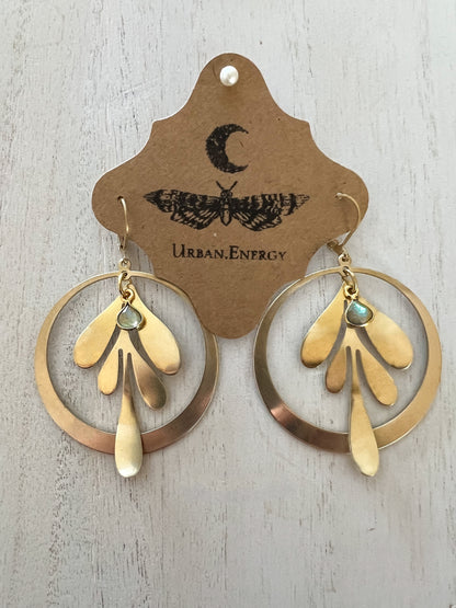 Leaf and Hoop Labradorite Earrings
