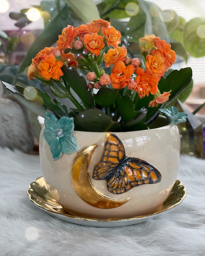 Monarch and Moon Planter or Smudge Pot
