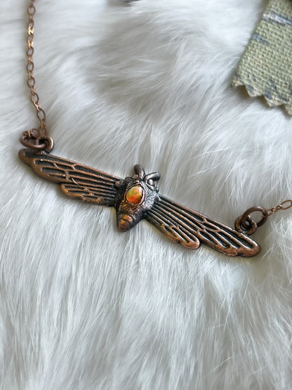 Opal Long Winged Moth Choker Necklace